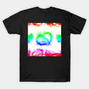 Funky Rainbow Hearts With White Background T-Shirt